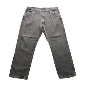 Wrangler Regular Fit Jeans Men's 42x30 Black Faded Straight Leg Denim Pants